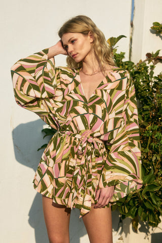 Alisha Palm Printed Romper