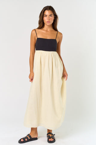 Natalia Color Block Linen Midi Dress