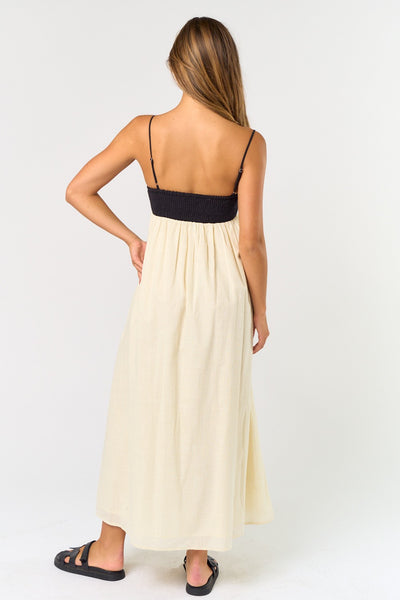 Natalia Color Block Linen Midi Dress
