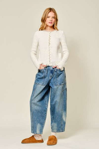 Idalia Smocked Lace Edge Cardigan