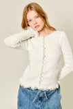 Idalia Smocked Lace Edge Cardigan