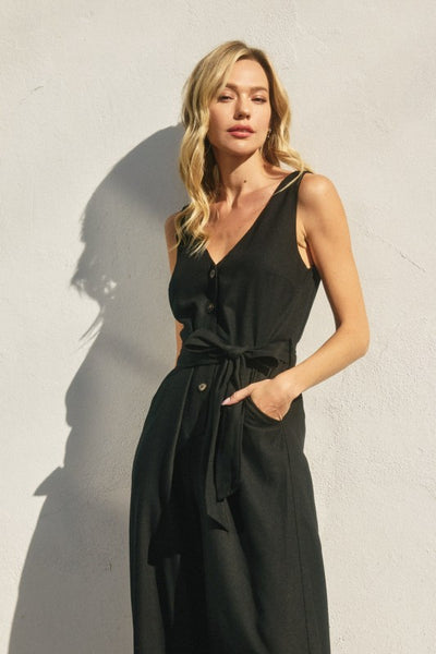 Maggie (Black) Linen Jumpsuit