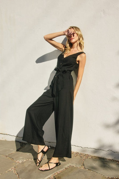 Maggie (Black) Linen Jumpsuit