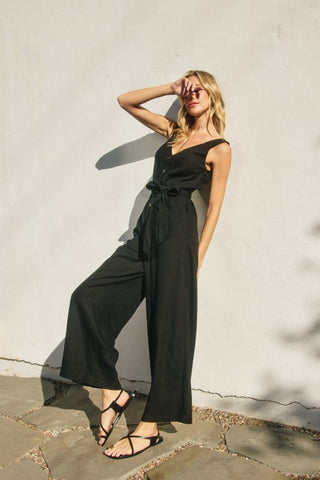 Maggie (Black) Linen Jumpsuit