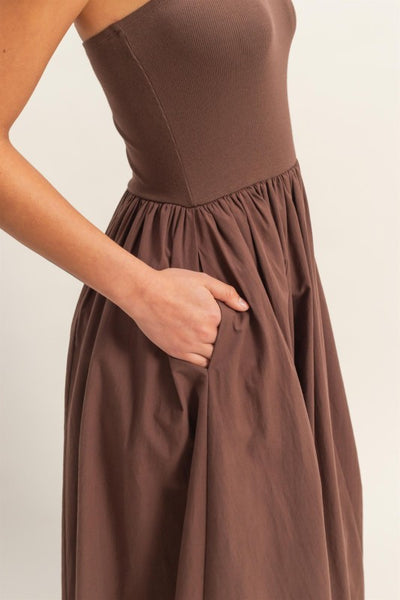 Mia (Brown) Midi Dress