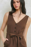 Maggie (Brown) Linen Jumpsuit