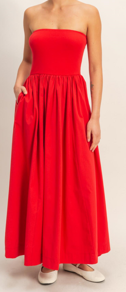 Mia (Red) Midi Dress