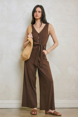 Maggie (Brown) Linen Jumpsuit