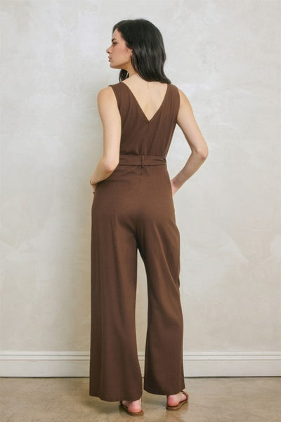 Maggie (Brown) Linen Jumpsuit