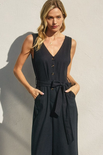 Maggie (Black) Linen Jumpsuit
